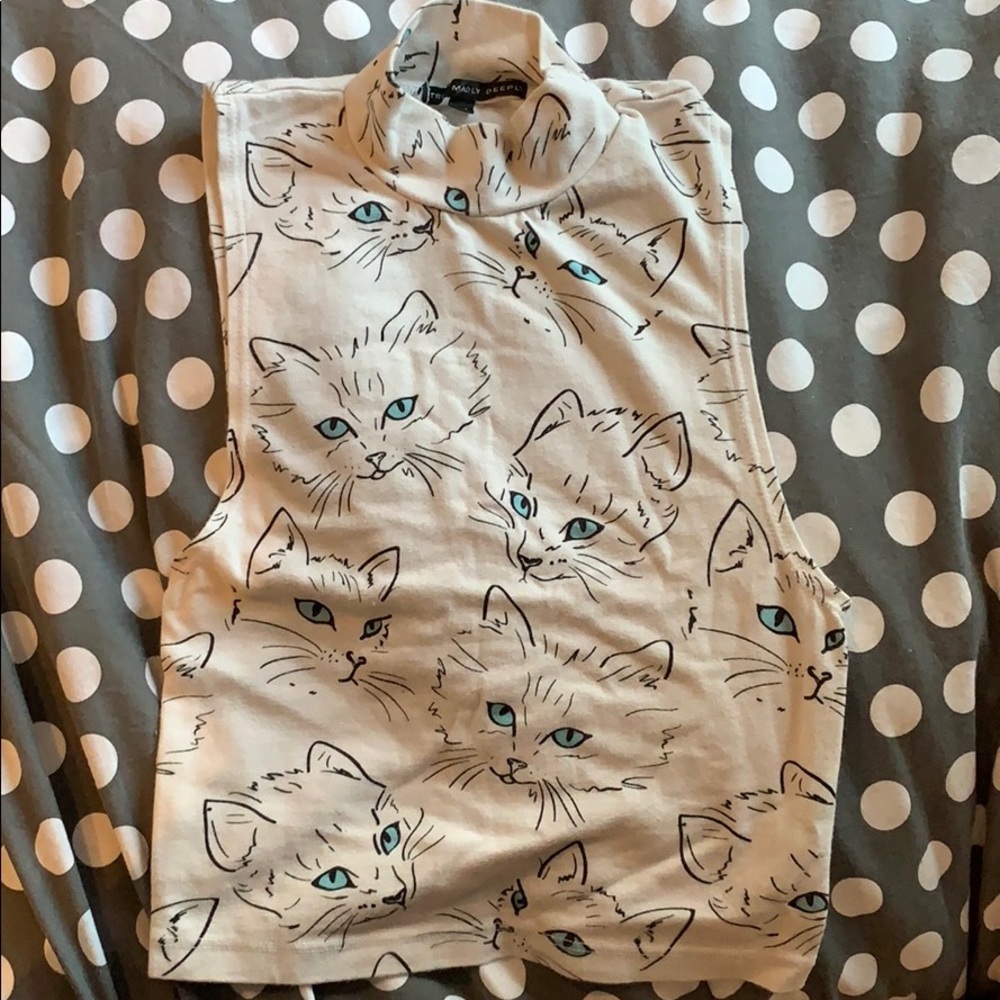 Cat High Neck Crop Top!